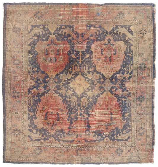 9 x 10 Antique Turkish Oushak Rug 78744