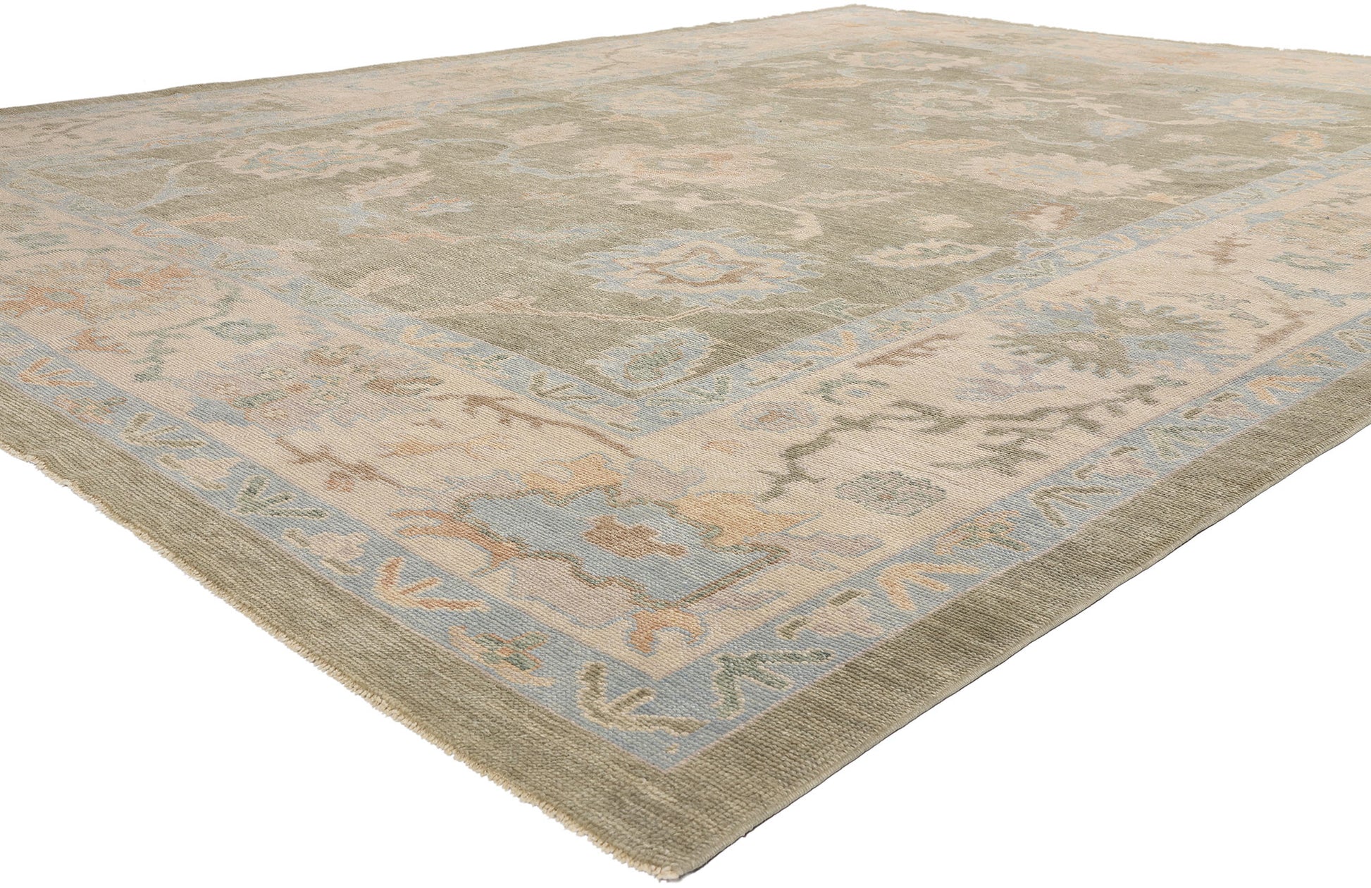 11 x 14 Earth-Tone Modern Turkish Oushak Rug 54033
