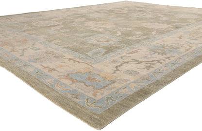 11 x 14 Earth-Tone Modern Turkish Oushak Rug 54033