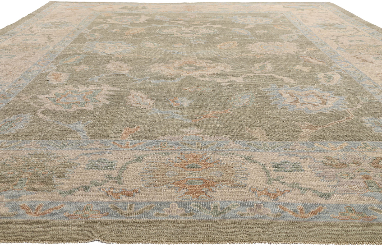 11 x 14 Earth-Tone Modern Turkish Oushak Rug 54033
