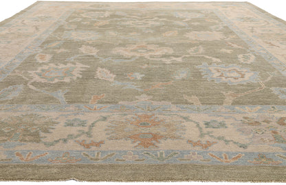 11 x 14 Earth-Tone Modern Turkish Oushak Rug 54033