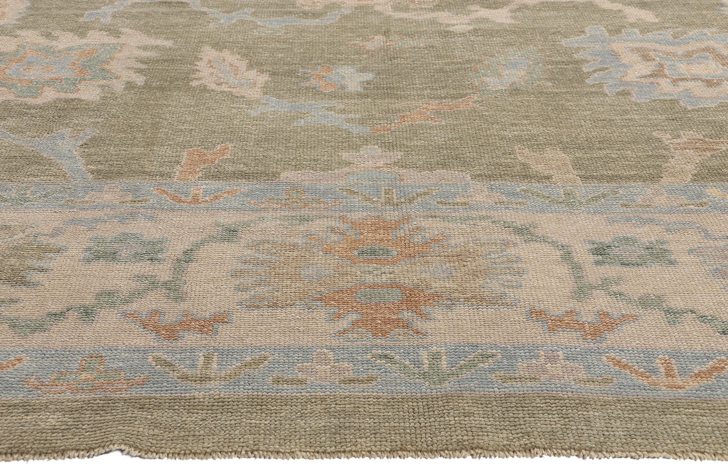 11 x 14 Earth-Tone Modern Turkish Oushak Rug 54033