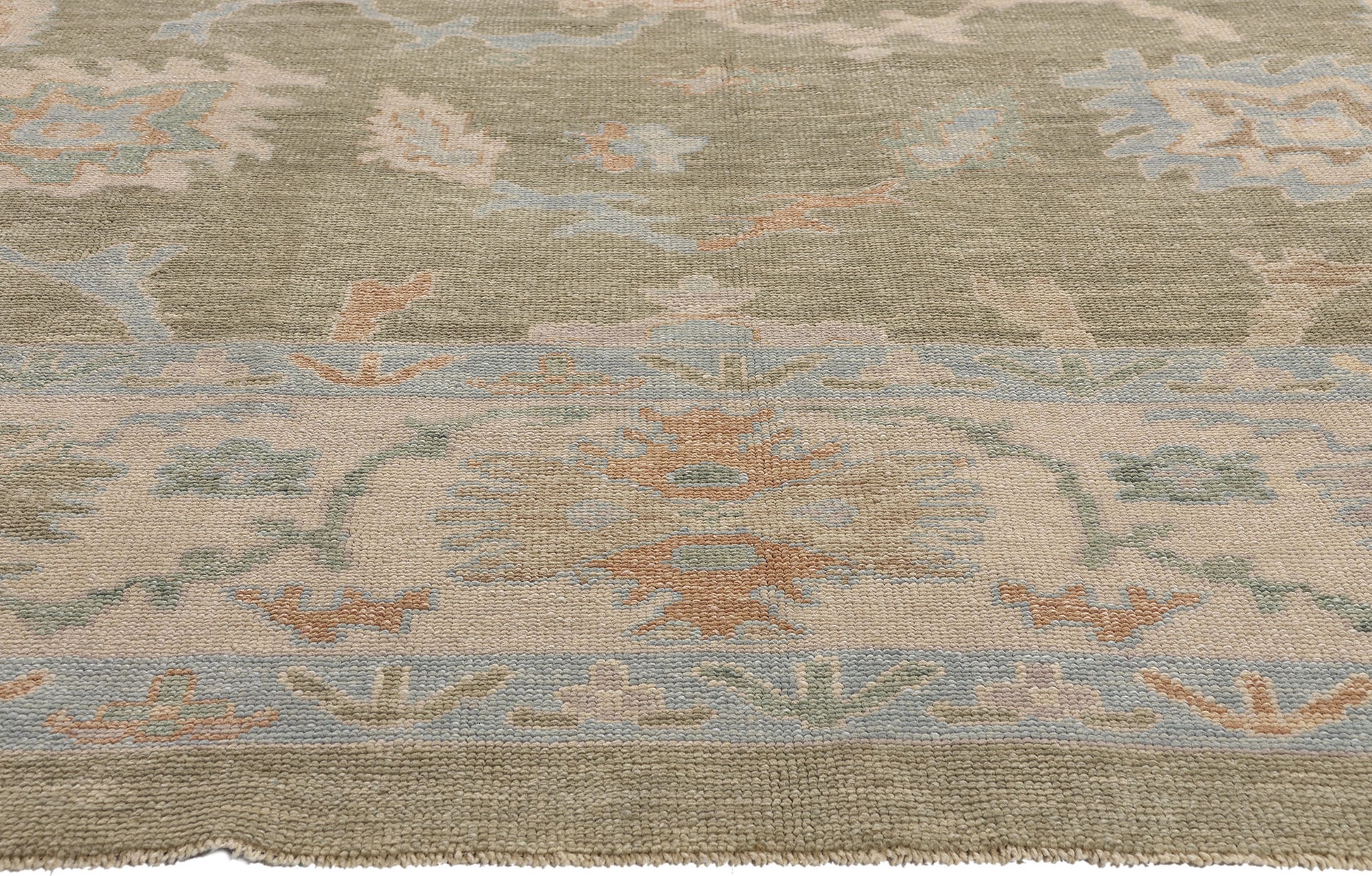 11 x 14 Earth-Tone Modern Turkish Oushak Rug 54033