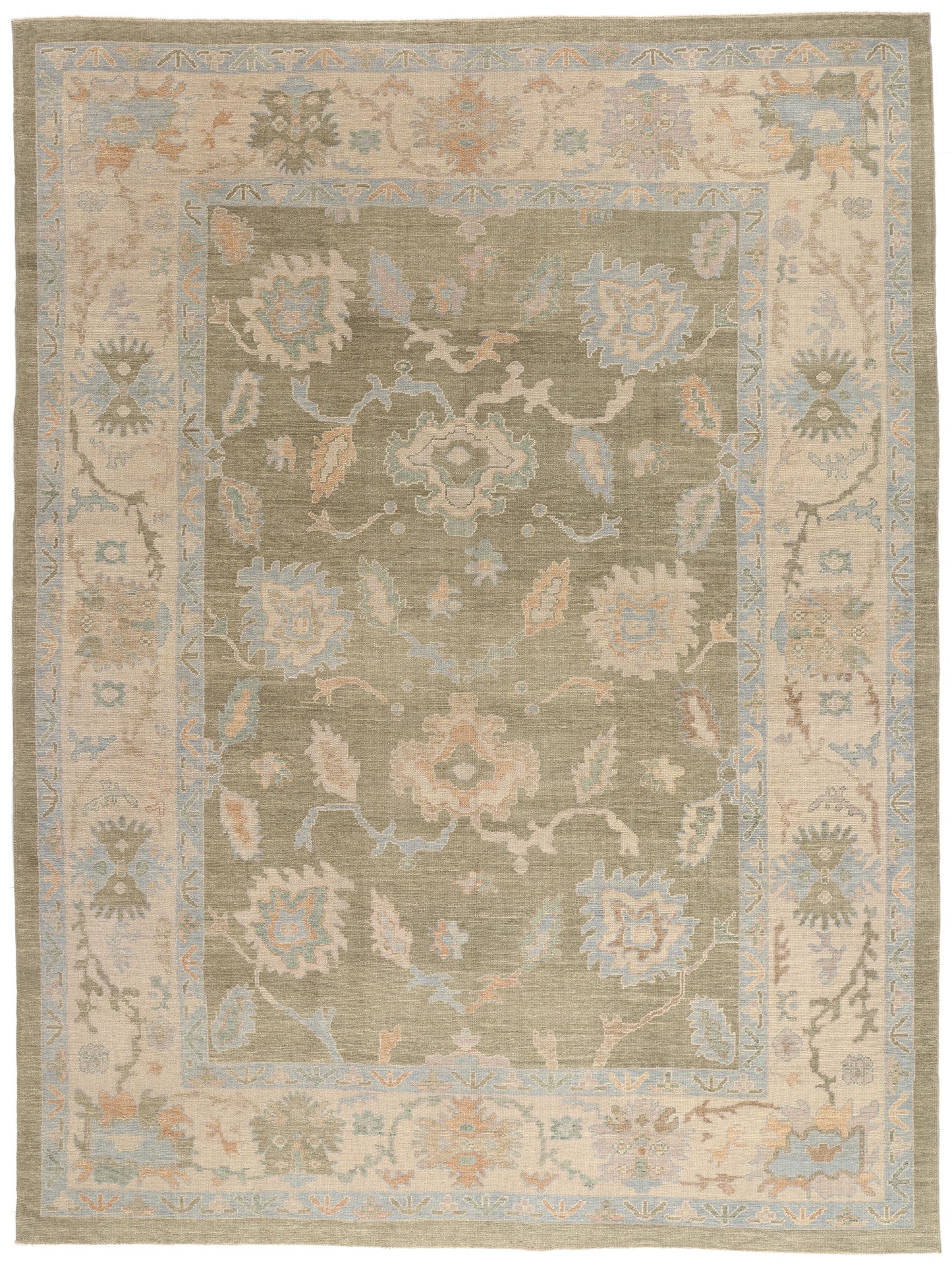 11 x 14 Earth-Tone Modern Turkish Oushak Rug 54033