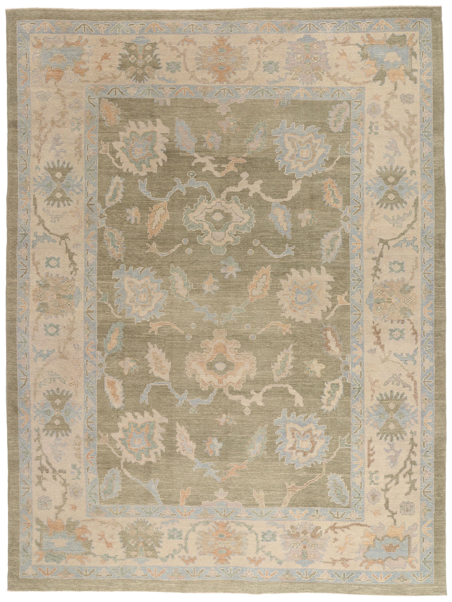 11 x 14 Earth-Tone Modern Turkish Oushak Rug 54033