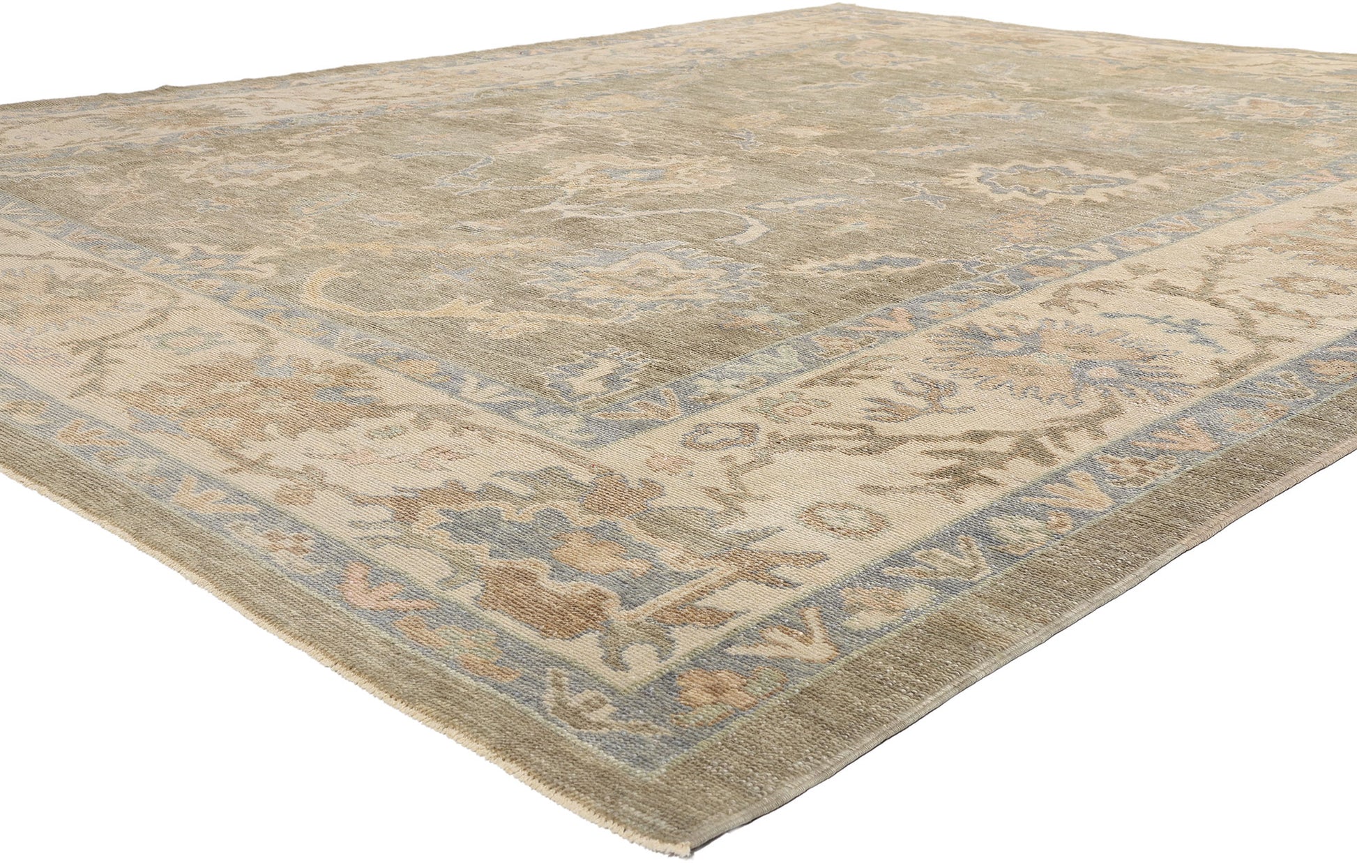 11 x 14 Earth-Tone Modern Turkish Oushak Rug 54034