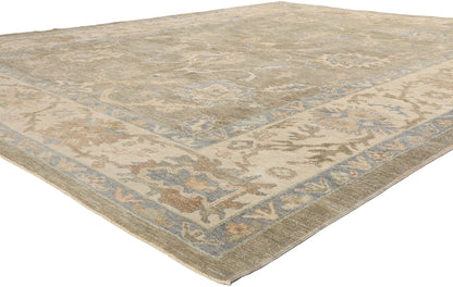 11 x 14 - Green New Oushak Rug - 54034