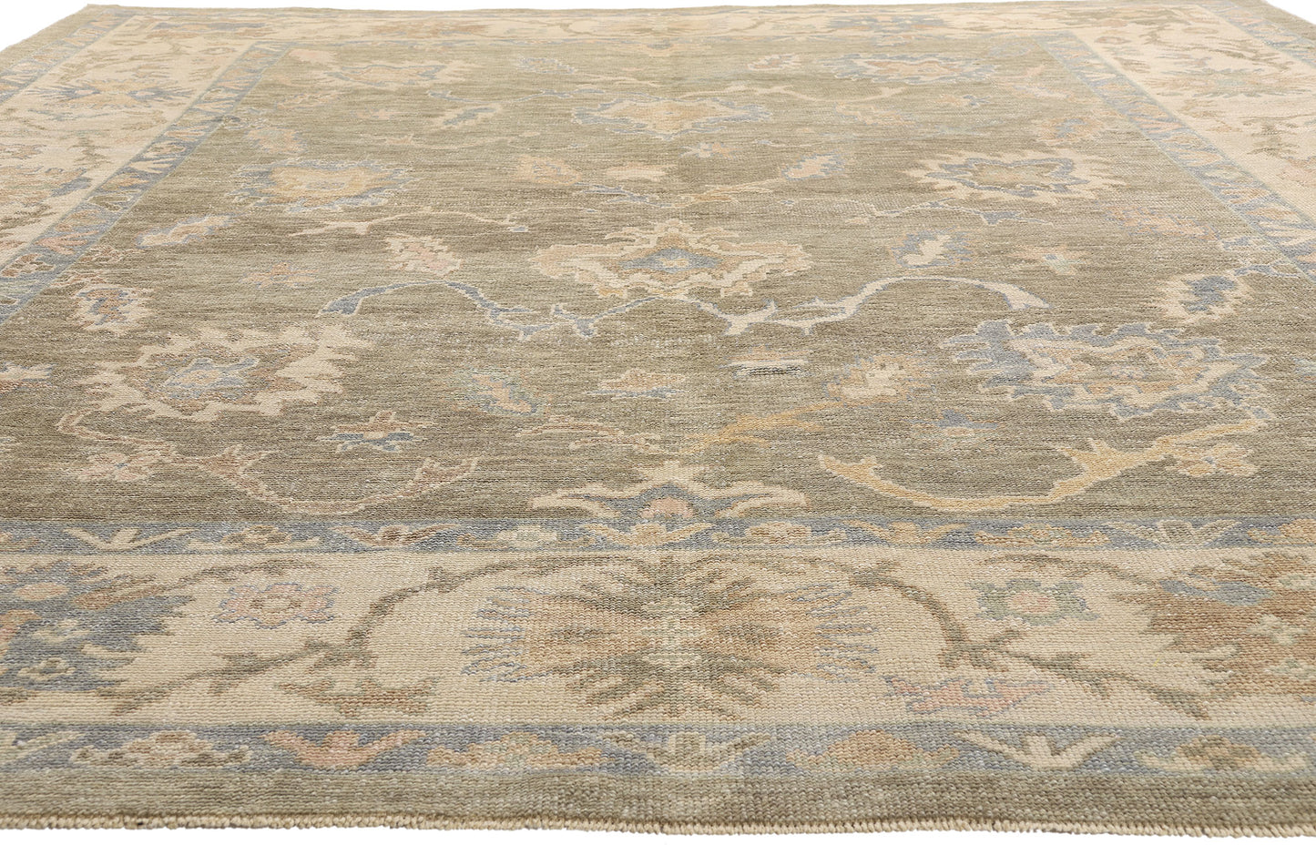 11 x 14 Earth-Tone Modern Turkish Oushak Rug 54034