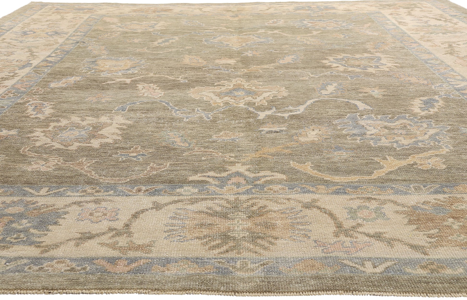 11 x 14 Earth-Tone Modern Turkish Oushak Rug 54034