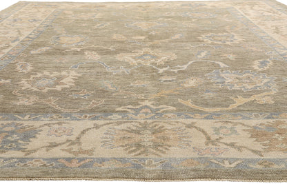 11 x 14 - Green New Oushak Rug - 54034