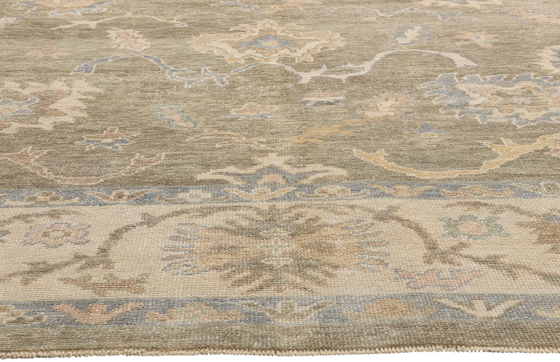 11 x 14 Earth-Tone Modern Turkish Oushak Rug 54034