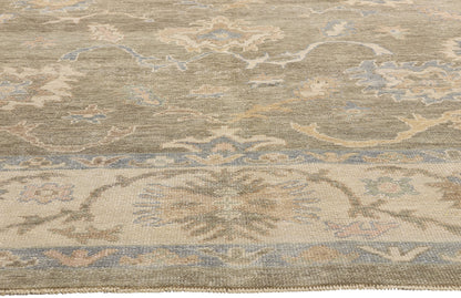 11 x 14 Earth-Tone Modern Turkish Oushak Rug 54034