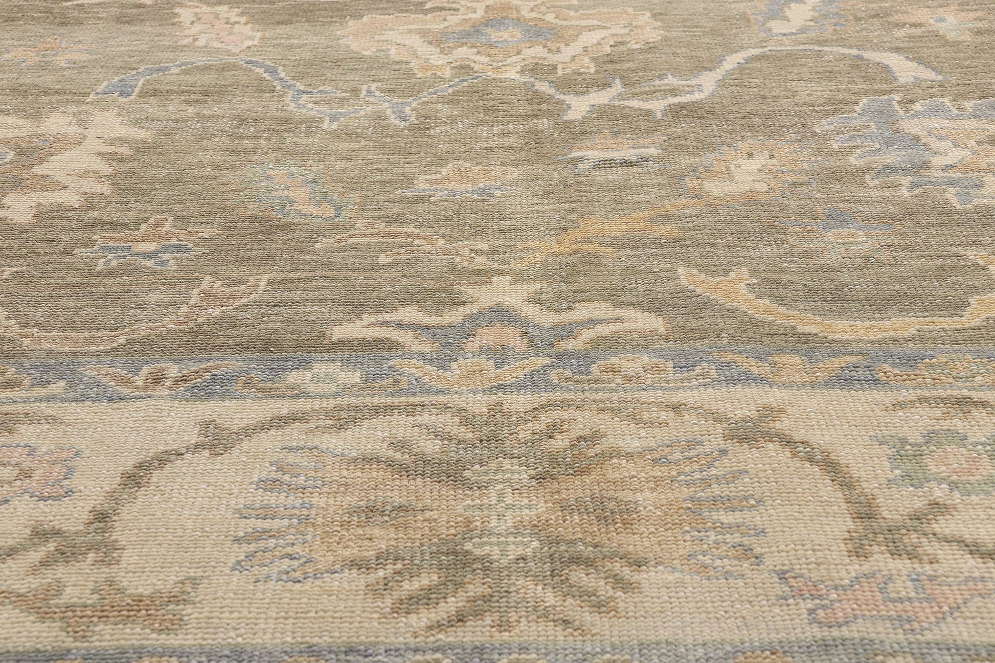 11 x 14 Earth-Tone Modern Turkish Oushak Rug 54034