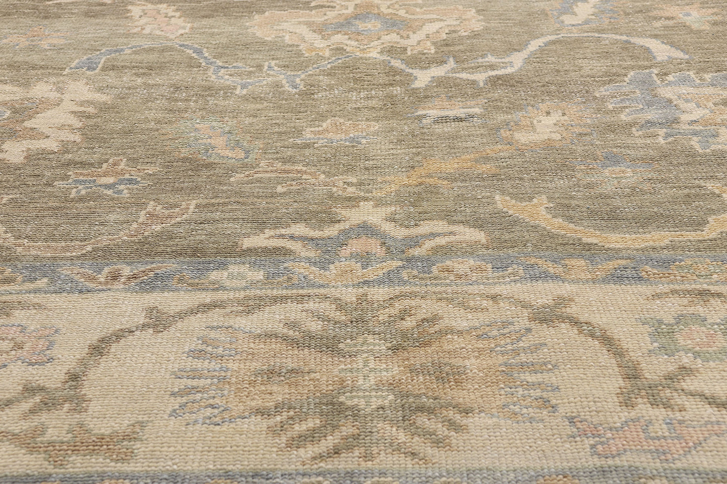 11 x 14 - Green New Oushak Rug - 54034