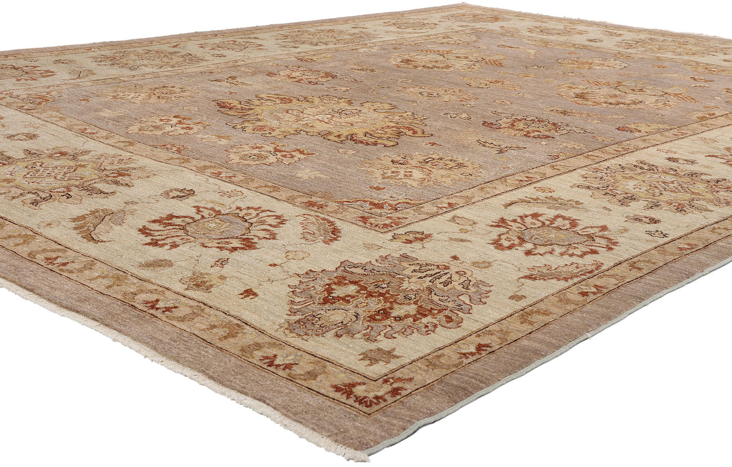 9 x 11 Earth-Tone Modern Indian Oushak Rug 77348