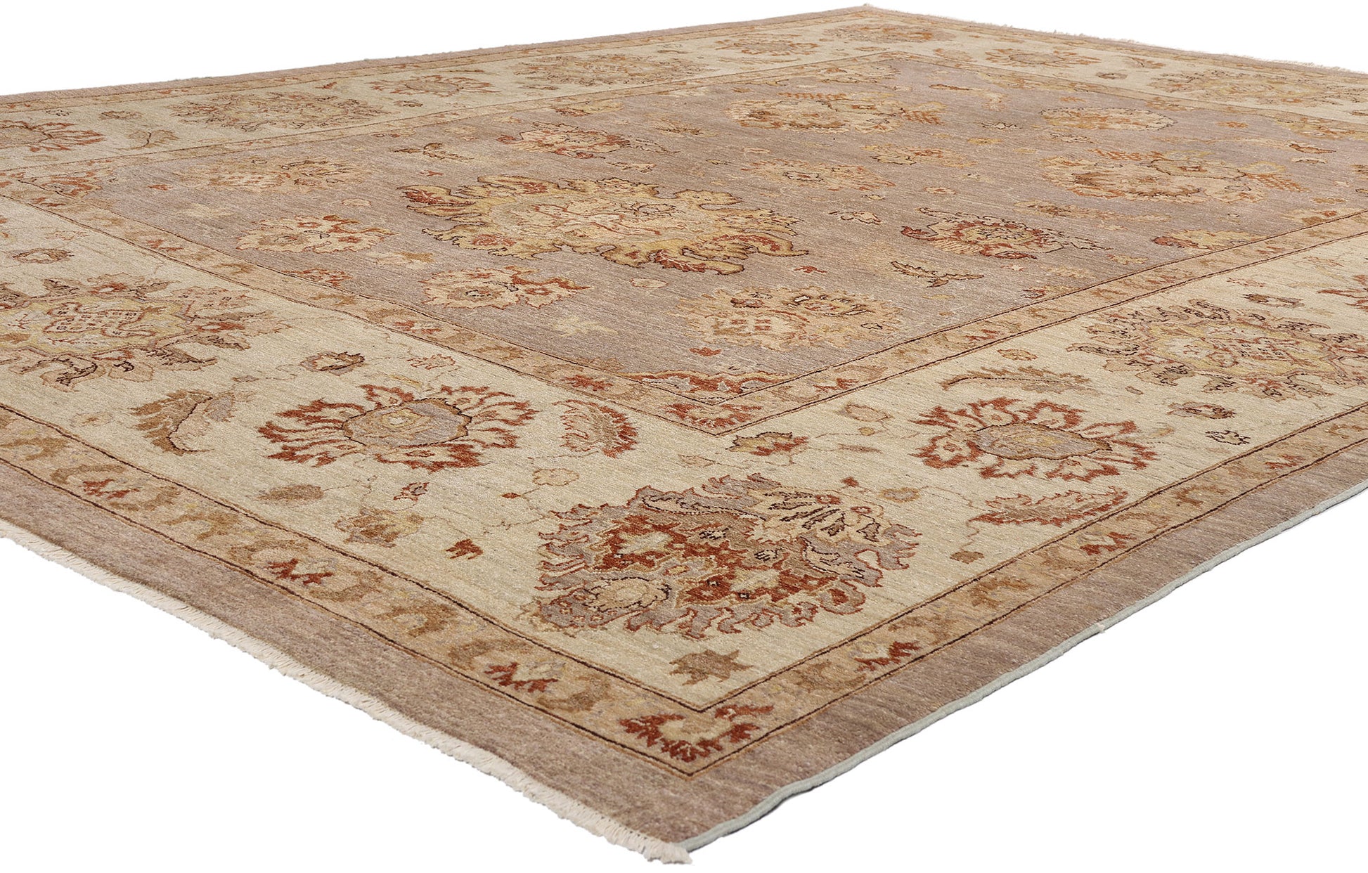 9 x 11 Earth-Tone Modern Indian Oushak Rug 77348