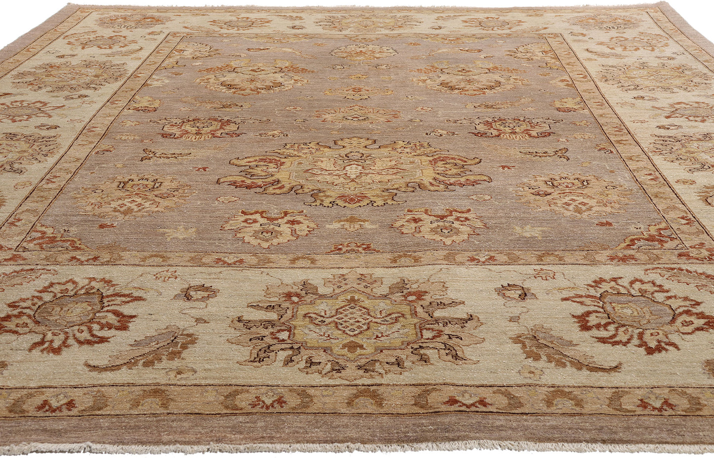 9 x 11 Earth-Tone Modern Indian Oushak Rug 77348