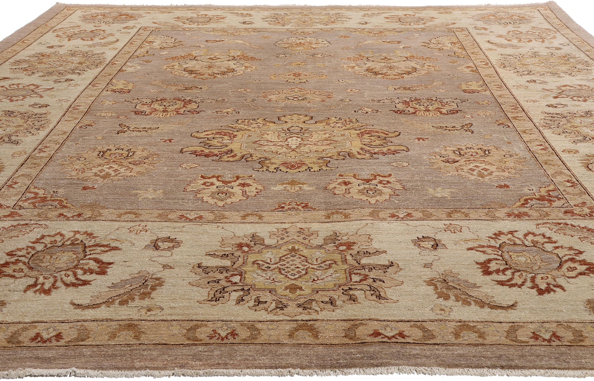 9 x 11 Earth-Tone Modern Indian Oushak Rug 77348