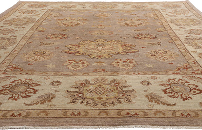 9 x 11 Earth-Tone Modern Indian Oushak Rug 77348