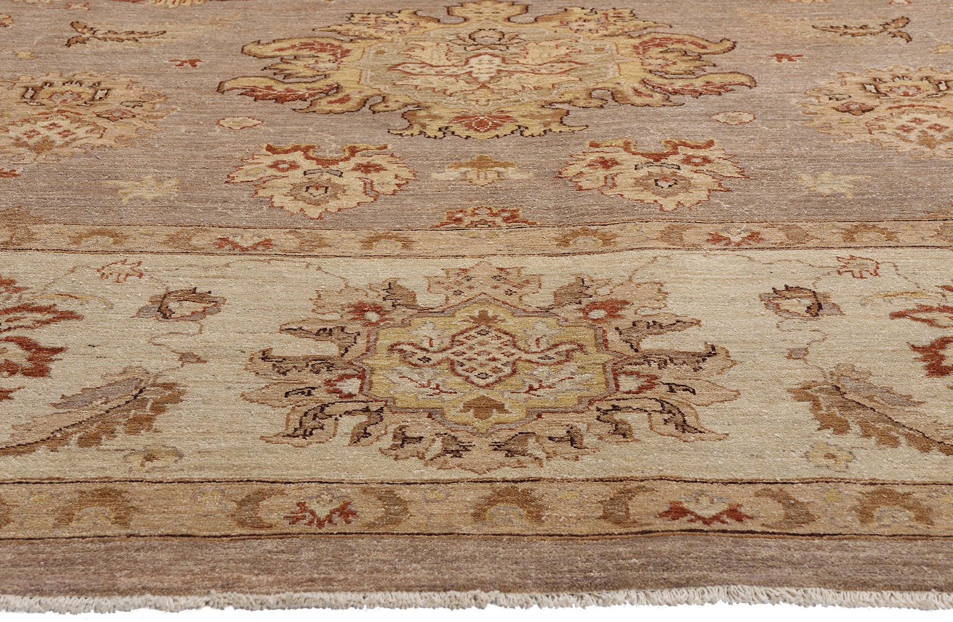 9 x 11 Earth-Tone Modern Indian Oushak Rug 77348