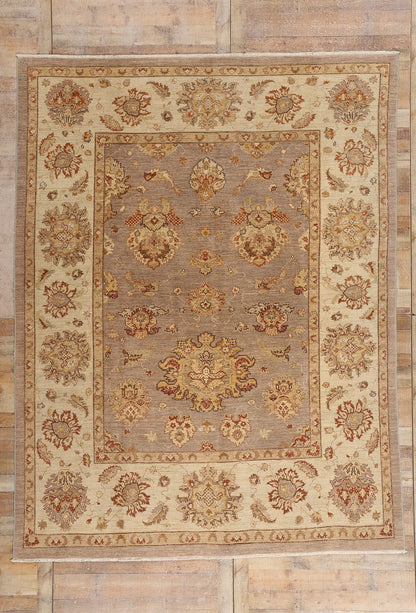 9 x 11 Earth-Tone Modern Indian Oushak Rug 77348