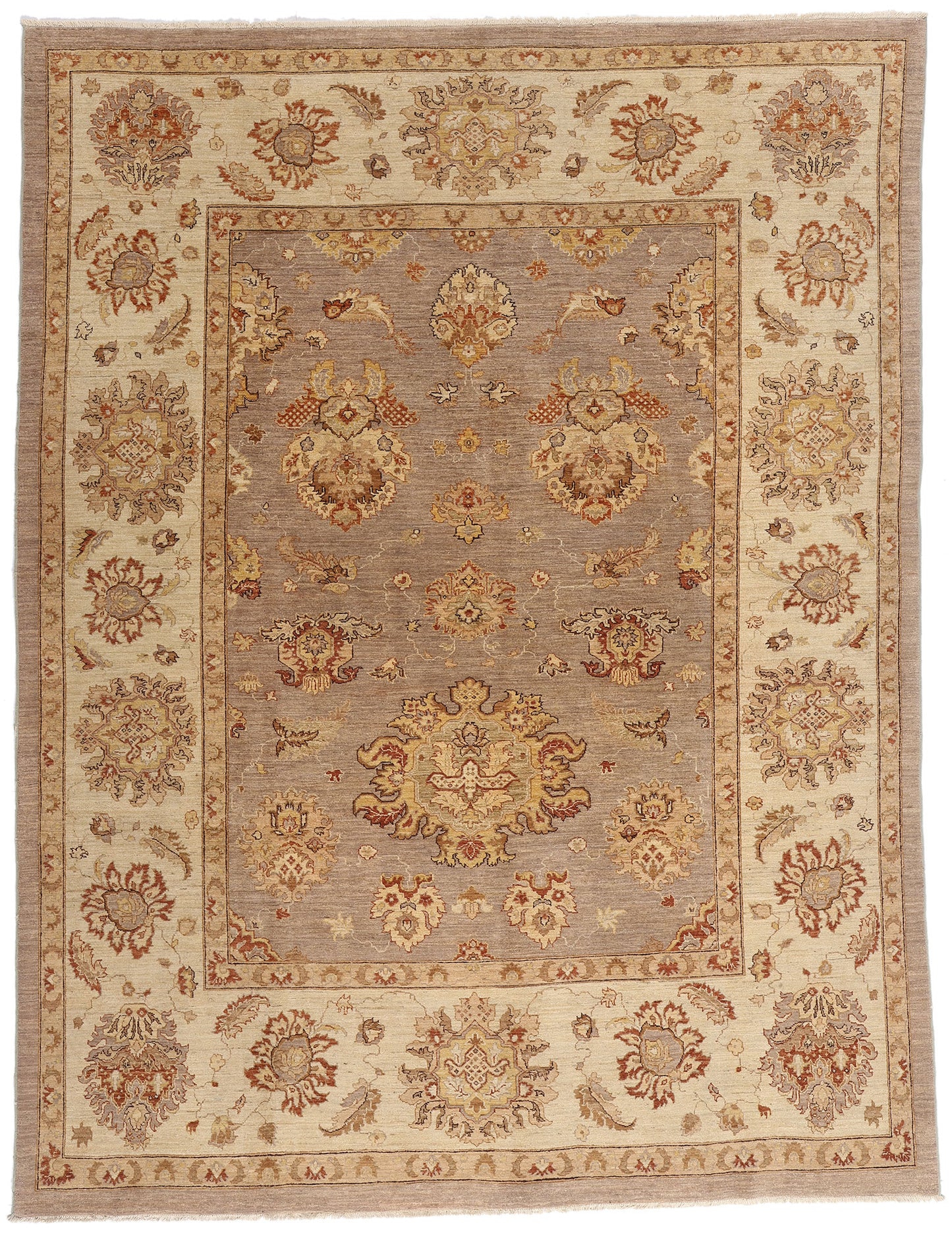 9 x 11 Earth-Tone Modern Indian Oushak Rug 77348