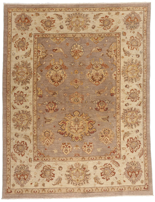 9 x 11 Earth-Tone Modern Indian Oushak Rug 77348