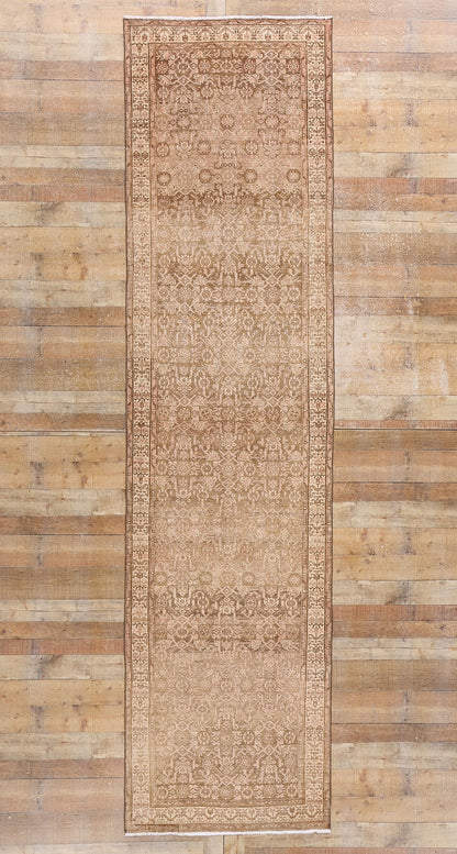 3 x 13 Antique Earth-Tone Persian Malayer Rug 61348