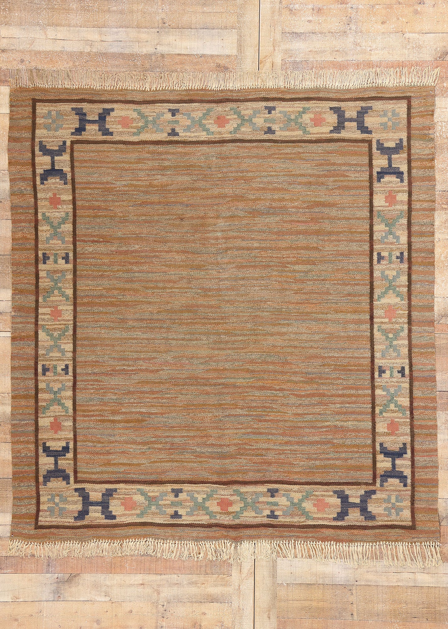 7 x 7 Vintage Swedish Scandinavian Rollakan Rug 79054