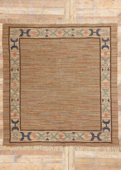 7 x 7 Vintage Swedish Scandinavian Rollakan Rug 79054