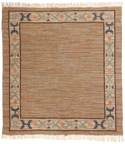 7 x 7 Vintage Swedish Scandinavian Rollakan Rug 79054