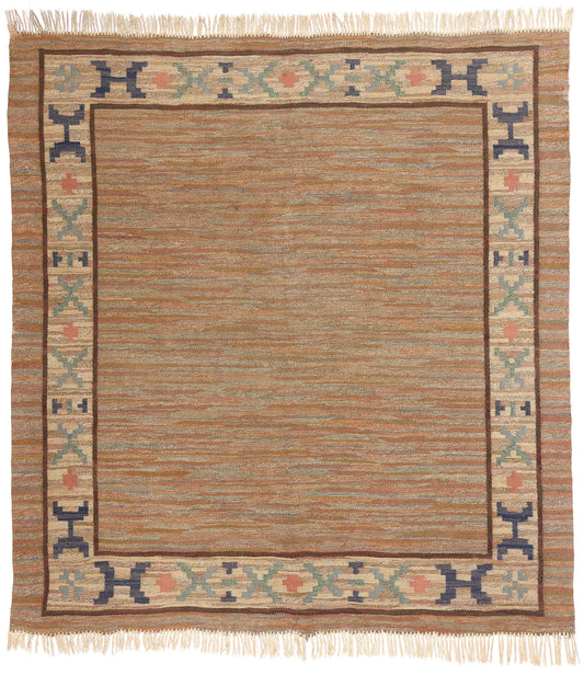 7 x 7 Vintage Swedish Scandinavian Rollakan Rug 79054
