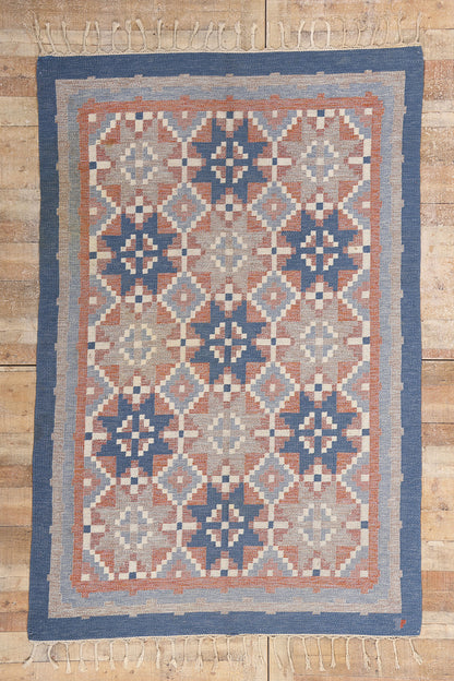 5 x 8 Erik Lundberg Vintage Swedish Rollakan Rug 79061