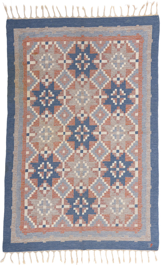 5 x 8 Erik Lundberg Vintage Swedish Rollakan Rug 79061