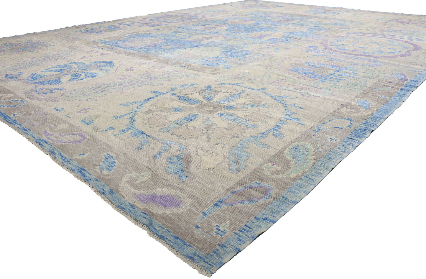 15 x 21 Modern Blue Turkish Oushak Rug 53965