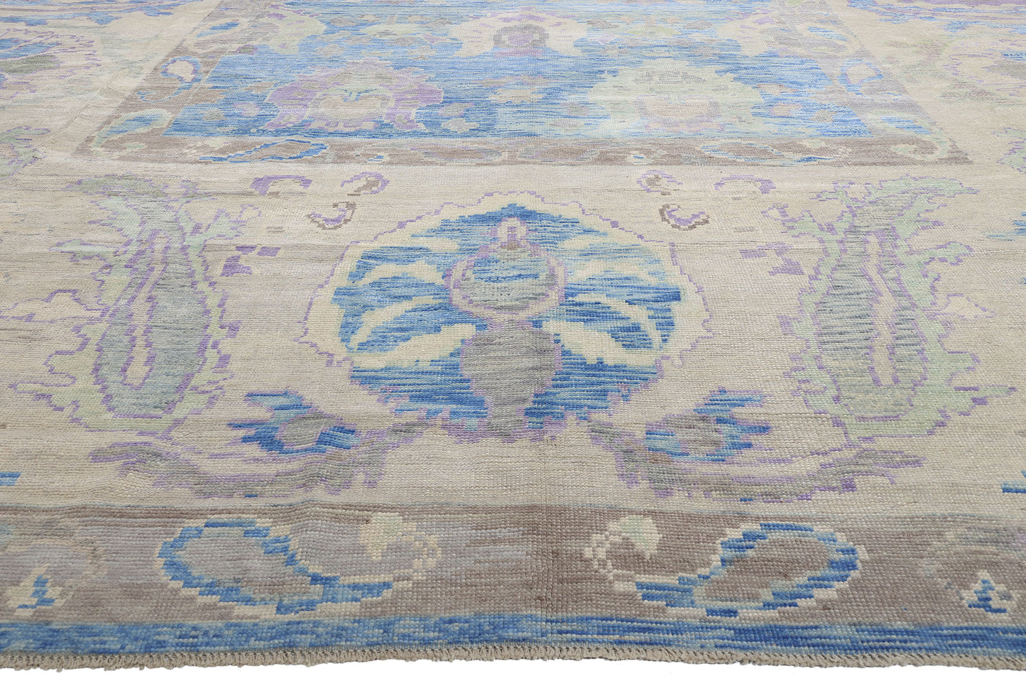 15 x 21 Modern Blue Turkish Oushak Rug 53965