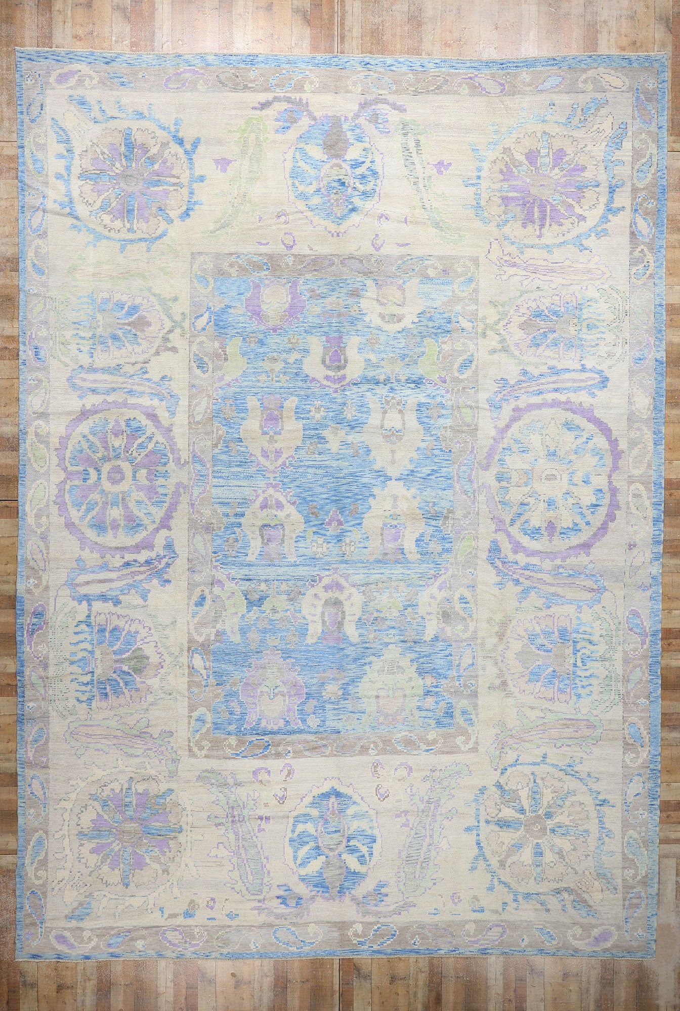 15 x 21 Modern Blue Turkish Oushak Rug 53965