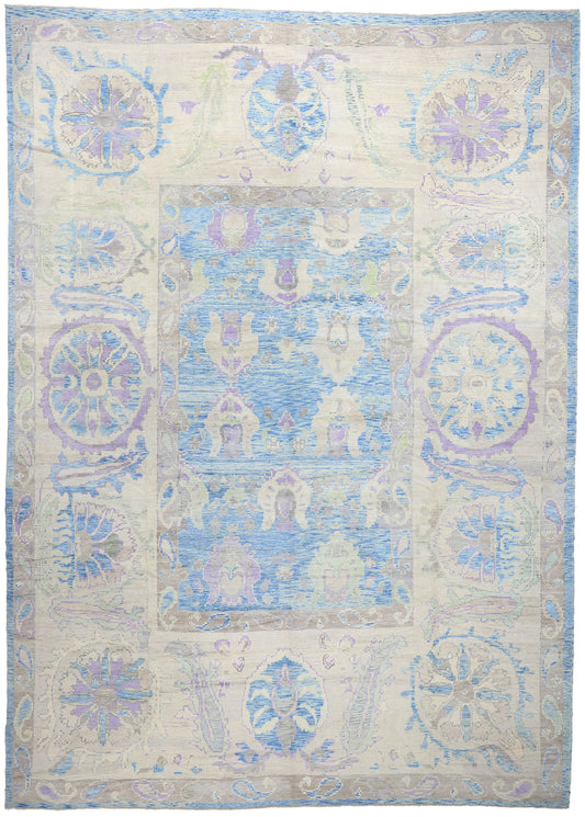 15 x 21 Modern Blue Turkish Oushak Rug 53965