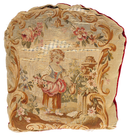 1 x 1 Antique French Aubusson Tapestry Cushion 79198