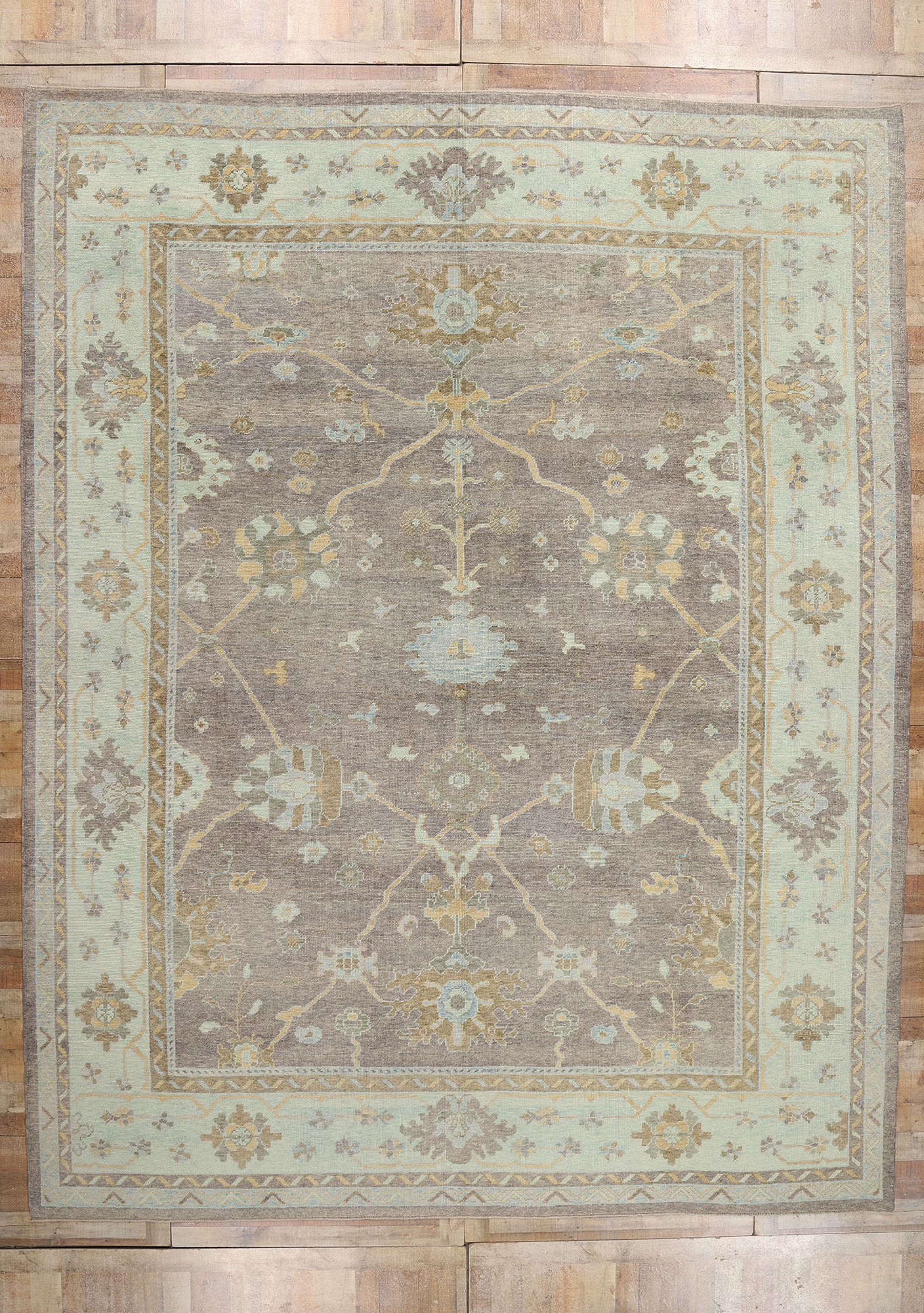 12 x 15 Modern Gray Turkish Oushak Rug 53964