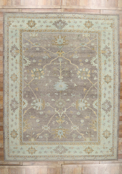 12 x 15 Modern Gray Turkish Oushak Rug 53964