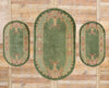3 x 4 Antique Green Chinese Art Deco Oval Rug 78990