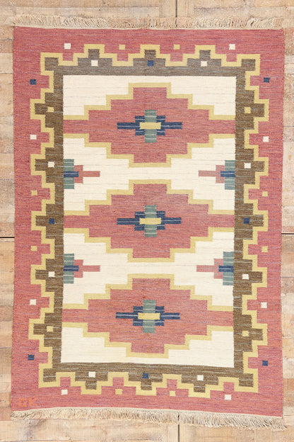 5 x 8 Greta Kruse Vintage Swedish Rollakan Rug 79038