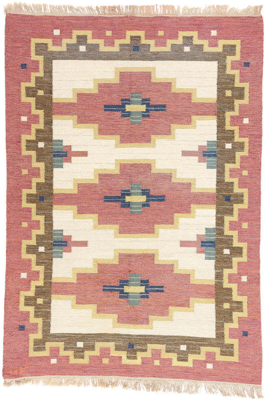 5 x 8 Greta Kruse Vintage Swedish Rollakan Rug 79038