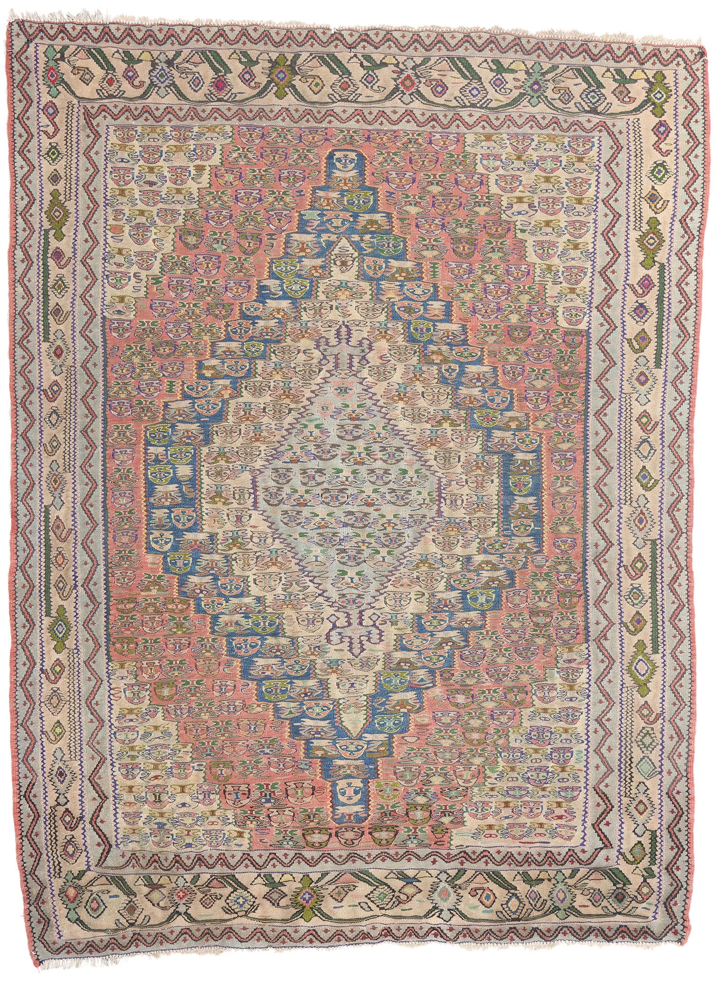 5 x 6 Vintage Persian Floral Bijar Kilim Rug 78213