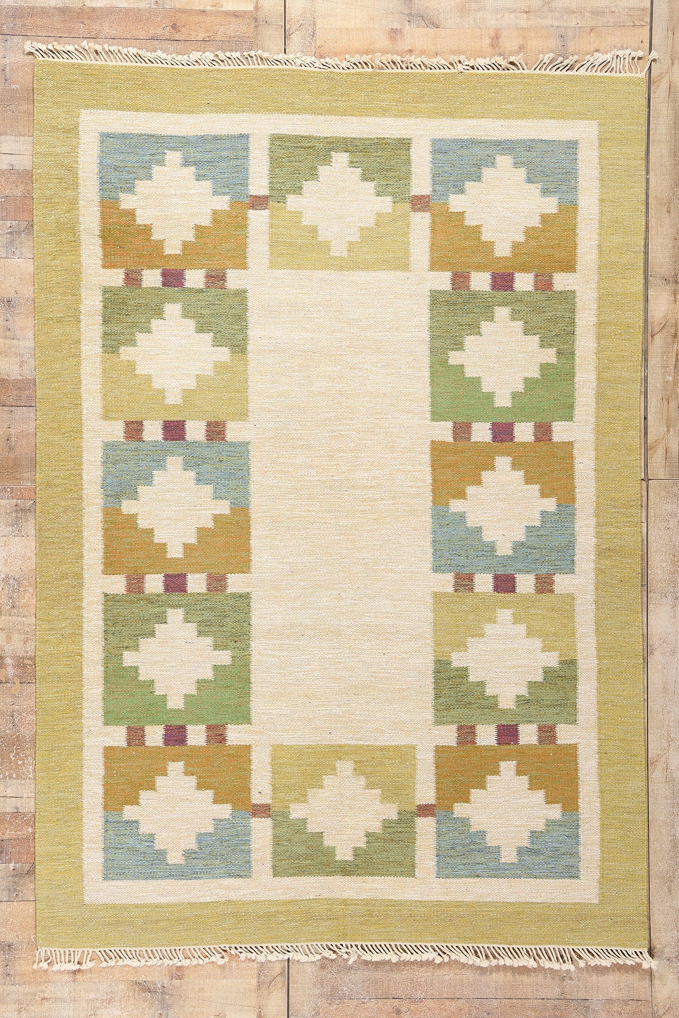 7 x 10 Ida Rydelius Vintage Swedish Rollakan Rug 79031
