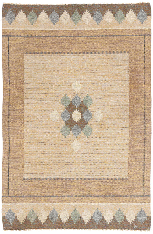 4 x 7 Ingegerd Silow Vintage Swedish Rollakan Rug 79059