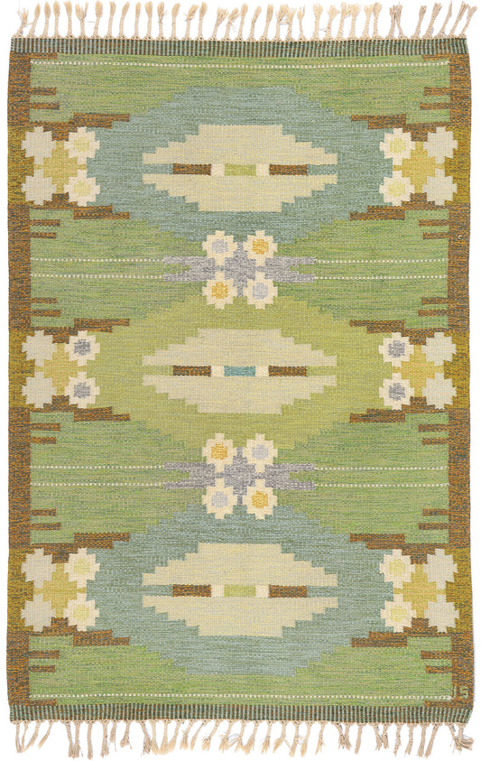 5 x 7 Ingegerd Silow Vintage Swedish Rollakan Rug 79035