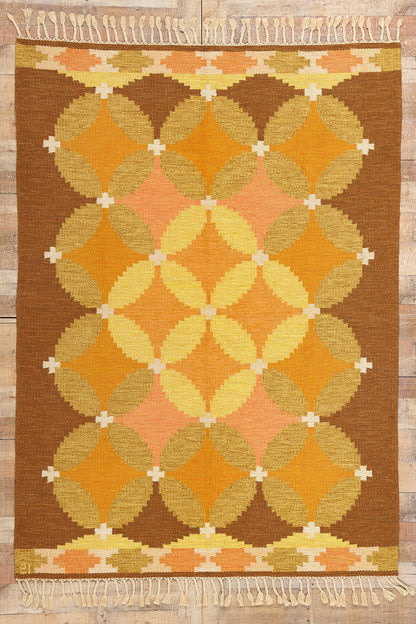 5 x 8 Ingegerd Silow Vintage Swedish Rollakan Rug 79043