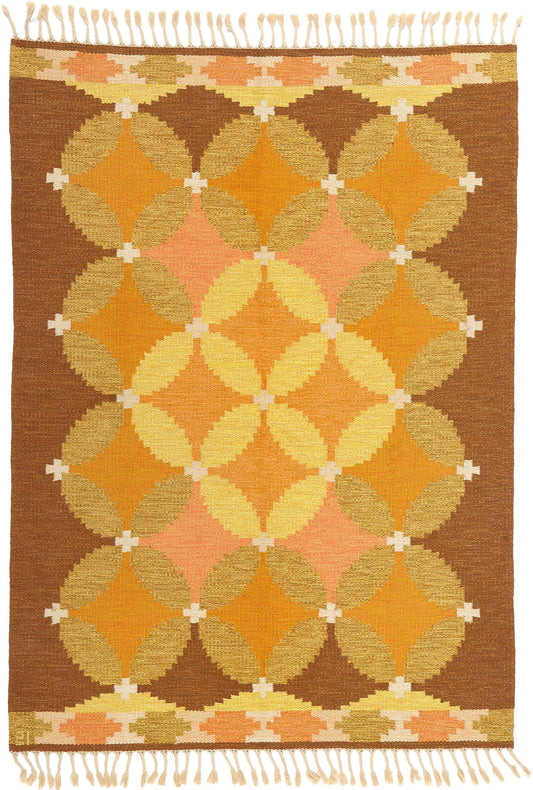 5 x 8 Ingegerd Silow Vintage Swedish Rollakan Rug 79043